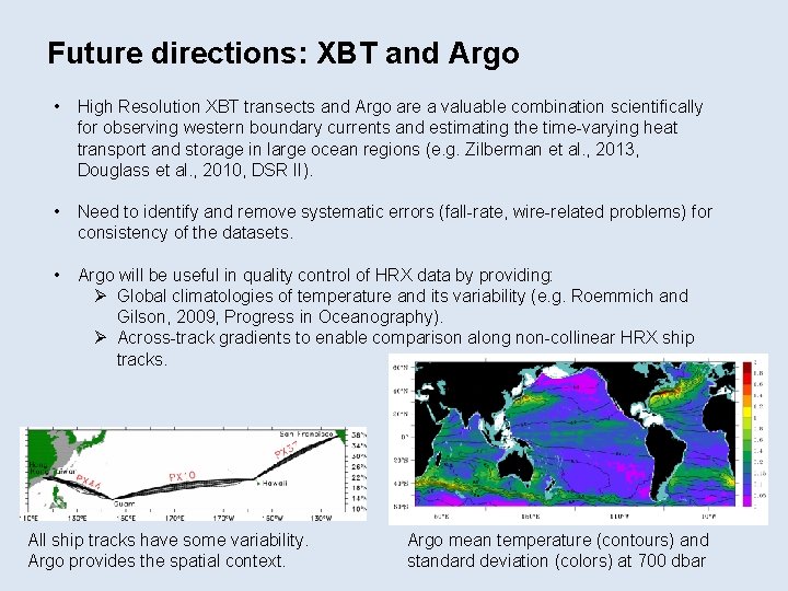 Future directions: XBT and Argo • High Resolution XBT transects and Argo are a