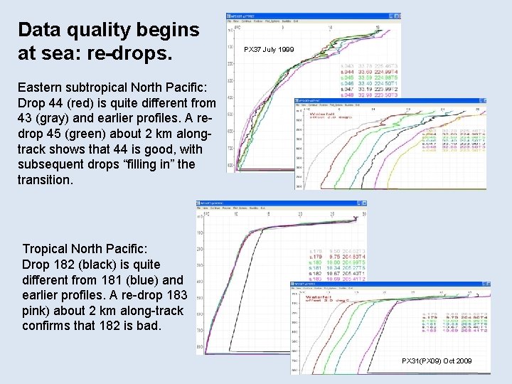 Data quality begins at sea: re-drops. PX 37 July 1999 Eastern subtropical North Pacific: