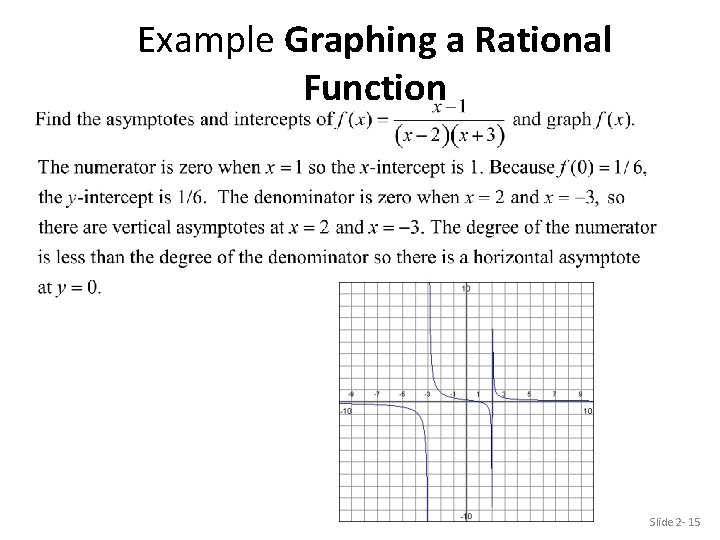 Example Graphing a Rational Function Slide 2 - 15 