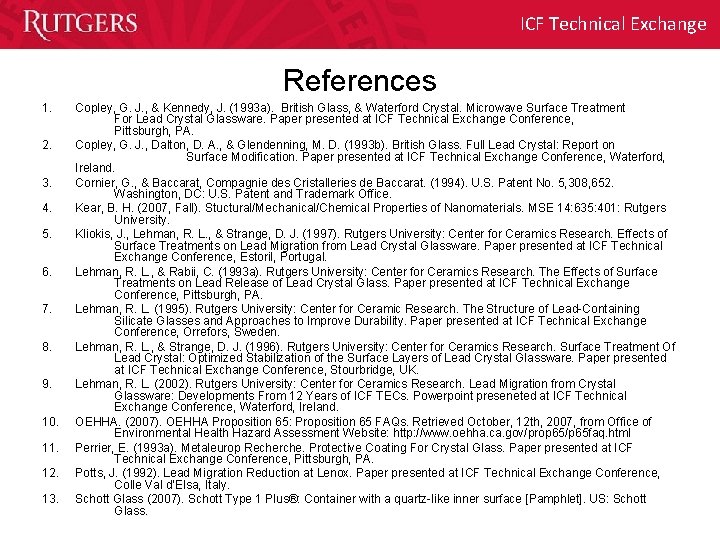 ICF Technical Exchange References 1. 2. 3. 4. 5. 6. 7. 8. 9. 10.