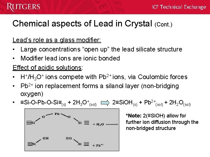 ICF Technical Exchange Chemical aspects of Lead in Crystal (Cont. ) Lead’s role as