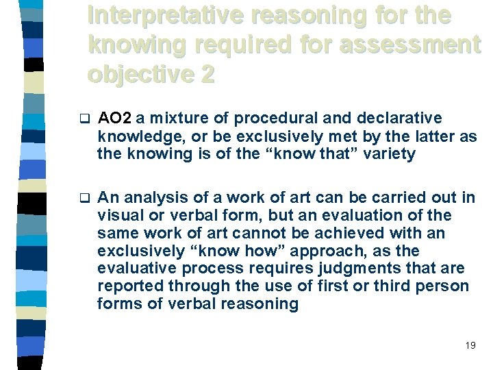 Interpretative reasoning for the knowing required for assessment objective 2 q AO 2 a