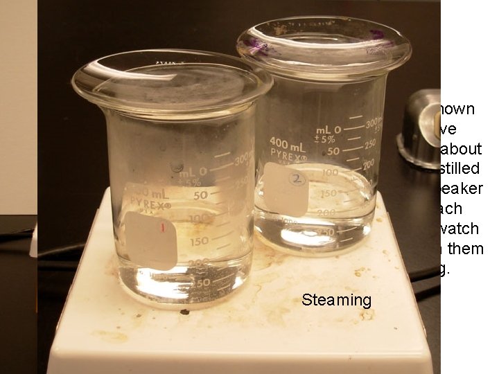 Once the unknown samples have dissolved, add about 80 m. L more distilled water