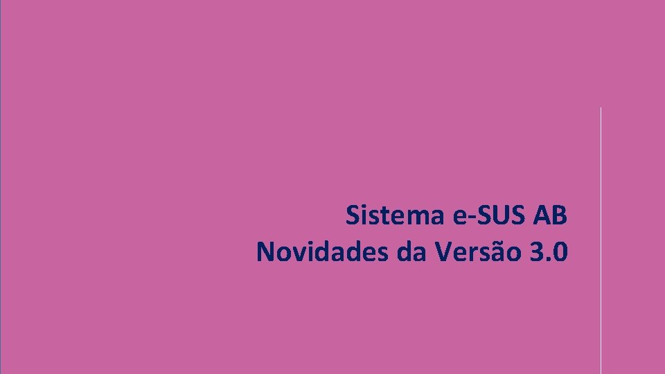 Sistema e-SUS AB Novidades da Versão 3. 0 