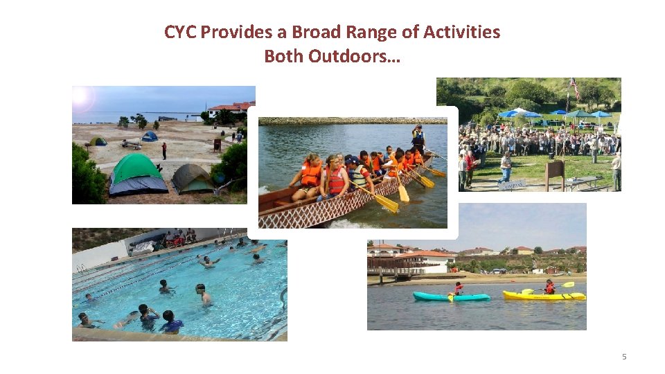 CYC Provides a Broad Range of Activities Both Outdoors… 5 