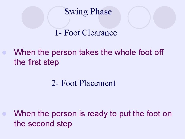 Swing Phase 1 - Foot Clearance l When the person takes the whole foot