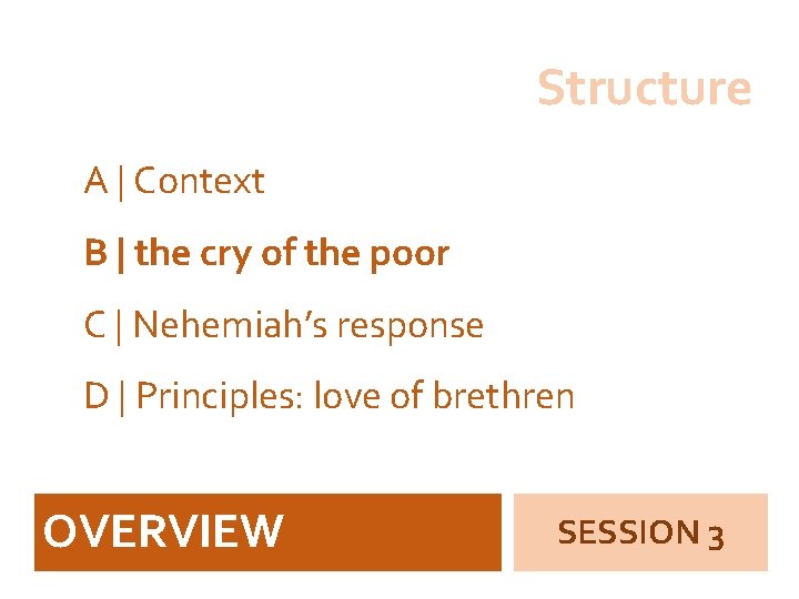 Structure A | Context B | the cry of the poor C | Nehemiah’s