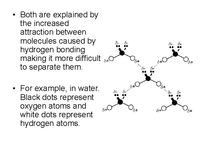  • Both are explained by the increased attraction between molecules caused by hydrogen