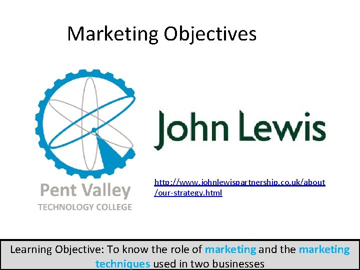 Marketing Objectives http: //www. johnlewispartnership. co. uk/about /our-strategy. html Learning Objective: To know the