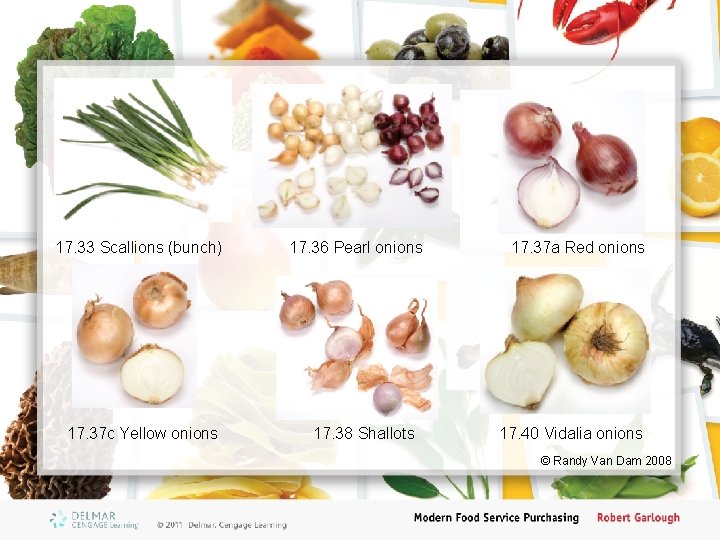 17. 33 Scallions (bunch) 17. 37 c Yellow onions 17. 36 Pearl onions 17.