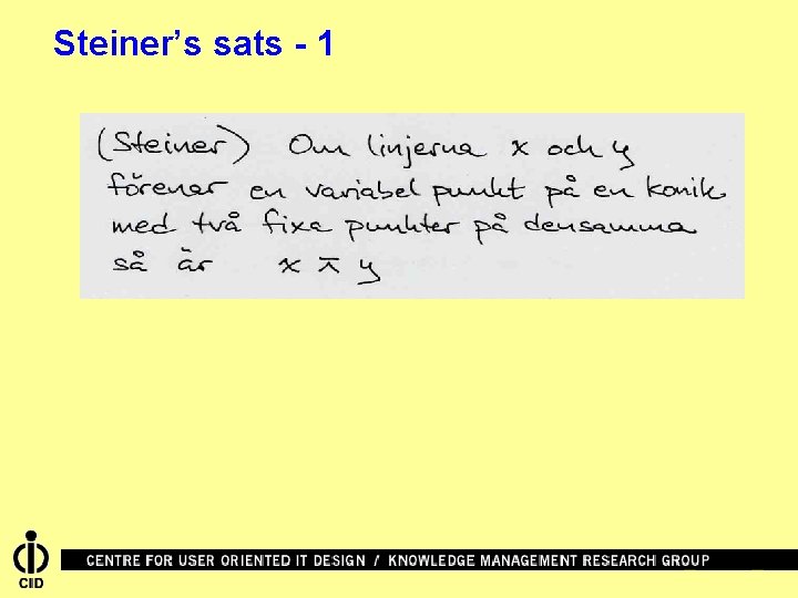 Steiner’s sats - 1 