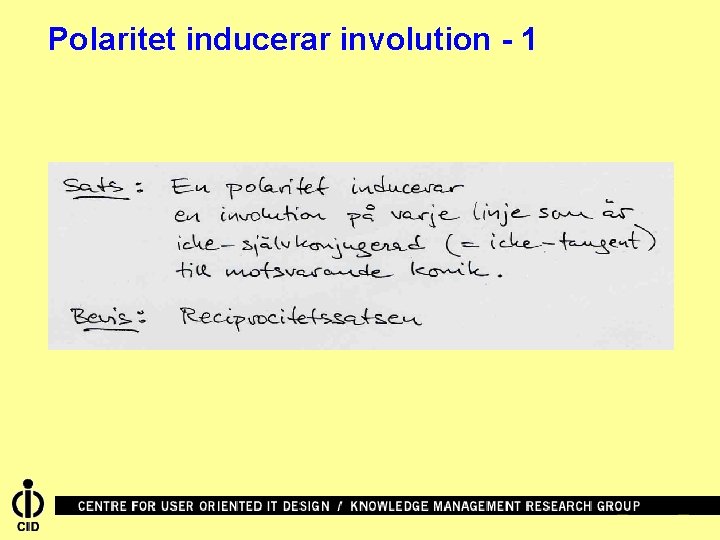 Polaritet inducerar involution - 1 