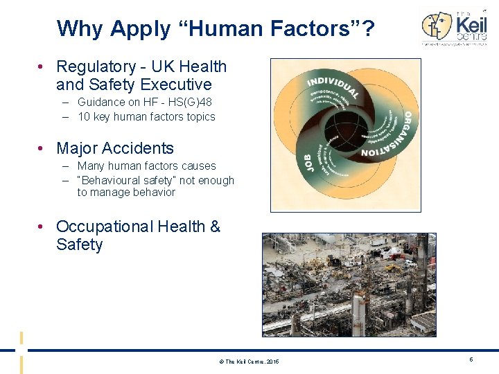 Why Apply “Human Factors”? • Regulatory - UK Health and Safety Executive – Guidance