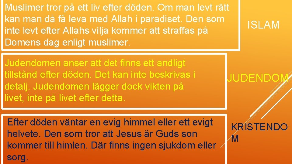 Muslimer tror på ett liv efter döden. Om man levt rätt kan man då