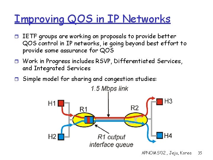 Improving QOS in IP Networks r IETF groups are working on proposals to provide