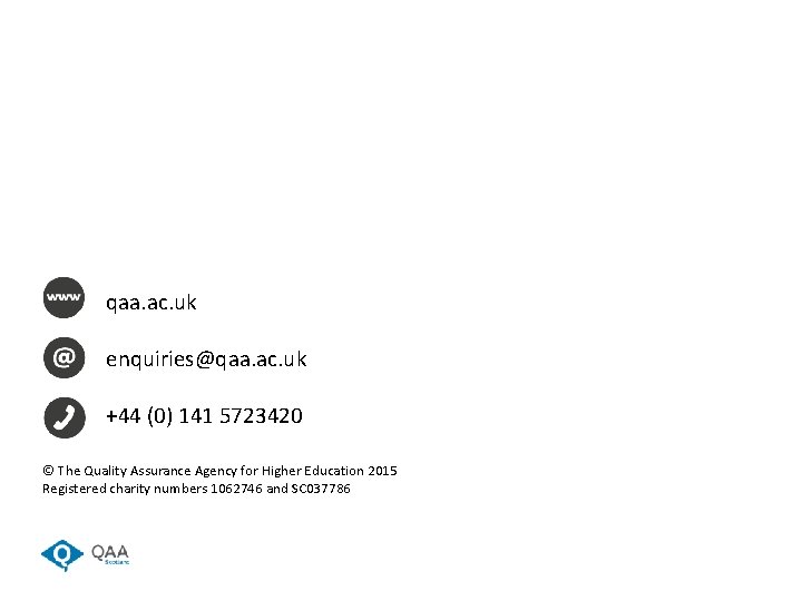 qaa. ac. uk enquiries@qaa. ac. uk +44 (0) 141 5723420 © The Quality Assurance