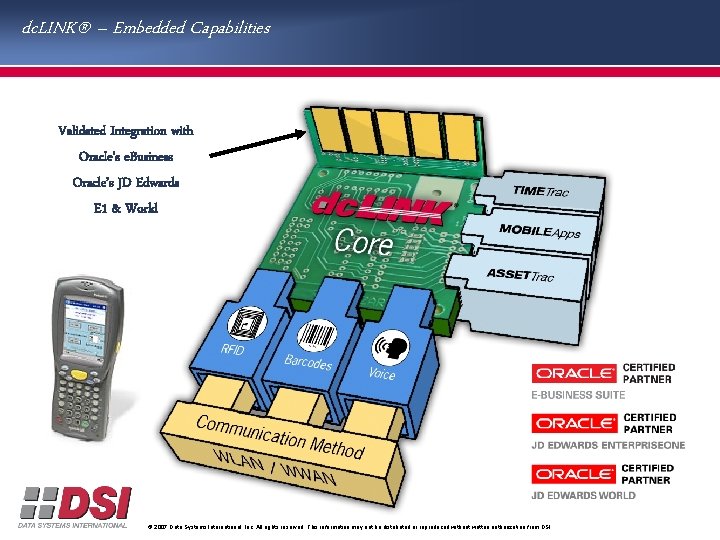 dc. LINK® – Embedded Capabilities Validated Integration with Oracle’s e. Business Oracle’s JD Edwards