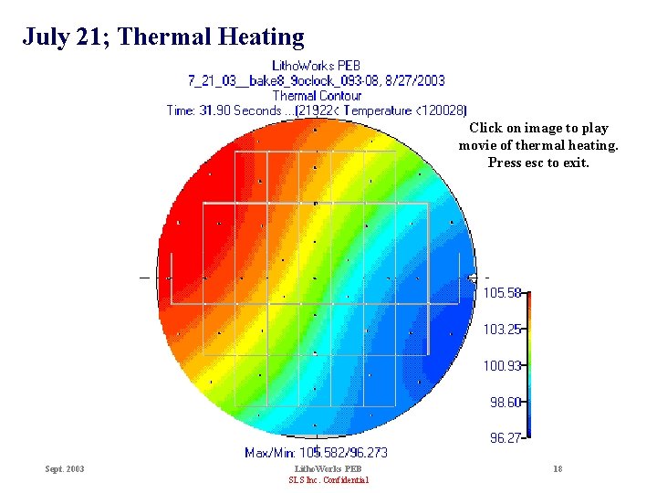July 21; Thermal Heating Click on image to play movie of thermal heating. Press
