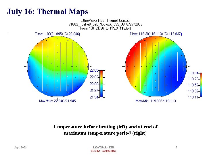 July 16: Thermal Maps Temperature before heating (left) and at end of maximum temperature