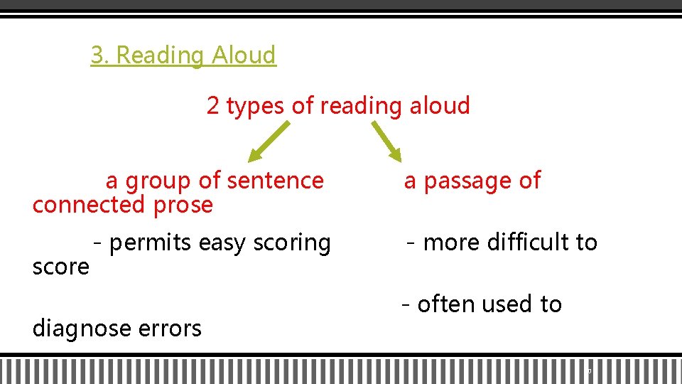 3. Reading Aloud 2 types of reading aloud a group of sentence connected prose