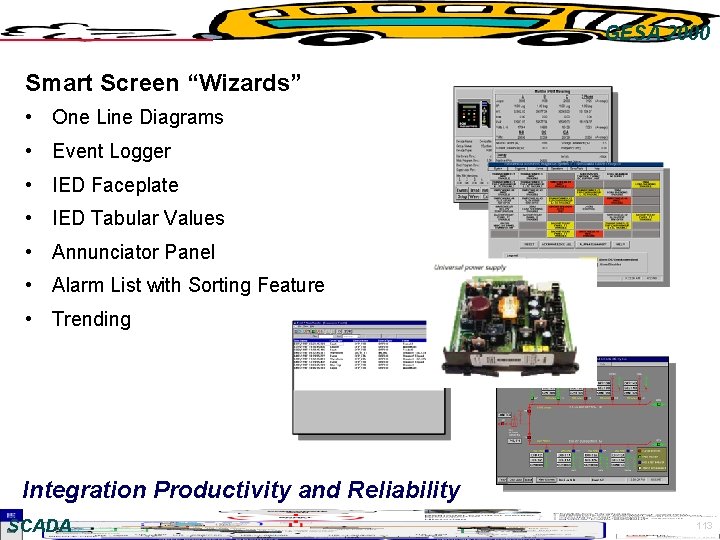 GESA 2000 Smart Screen “Wizards” • One Line Diagrams • Event Logger • IED