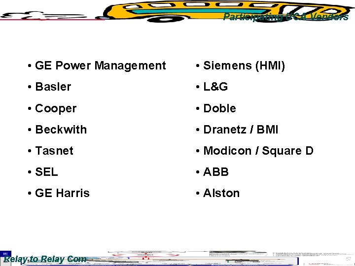 Participating UCA Vendors • GE Power Management • Siemens (HMI) • Basler • L&G
