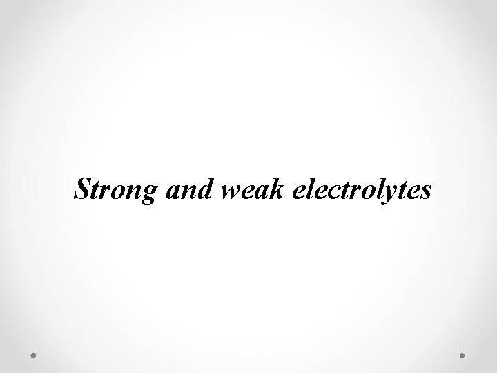 Strong and weak electrolytes 