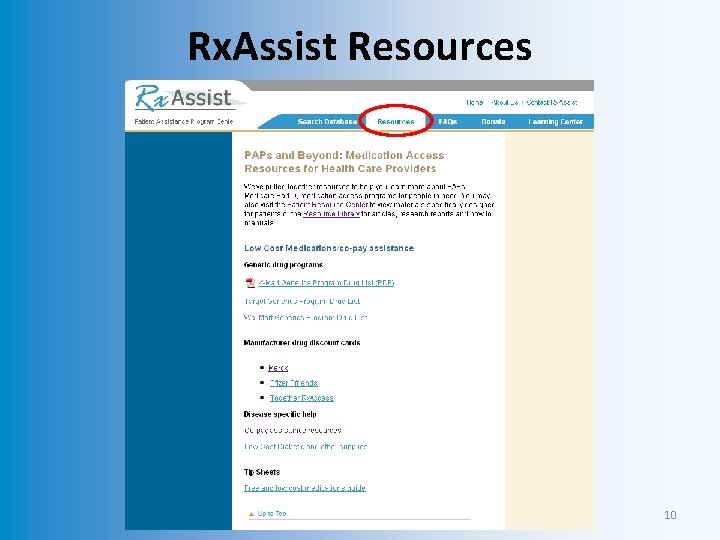 Rx. Assist Resources 10 