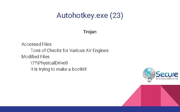 Autohotkey. exe (23) Trojan Accessed Files Tons of Checks for Various AV Engines Modified
