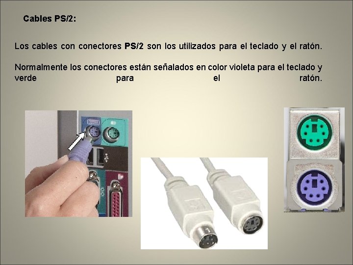 Cables PS/2: Los cables conectores PS/2 son los utilizados para el teclado y el