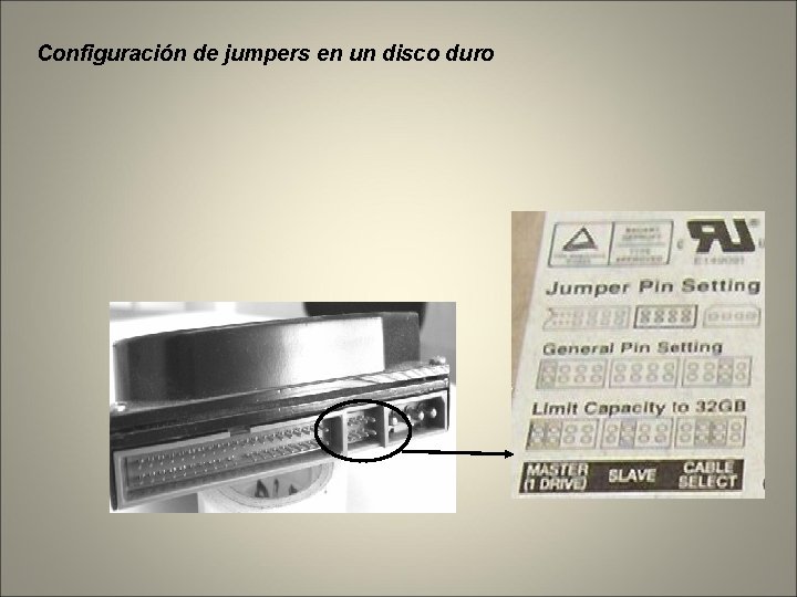 Configuración de jumpers en un disco duro Configuración de jumpers en un disco duro