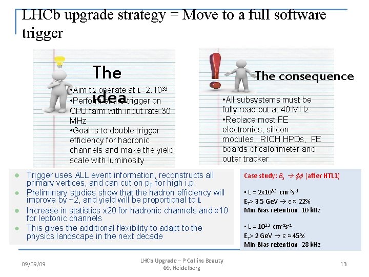 LHCb upgrade strategy = Move to a full software trigger The idea • Aim