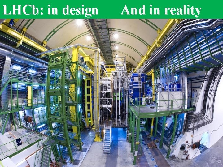 LHCb: in design HCAL ECAL RICH 2 Tracker Outer/Inner Tracker Muon And in reality