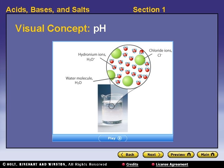 Acids, Bases, and Salts Visual Concept: p. H Section 1 