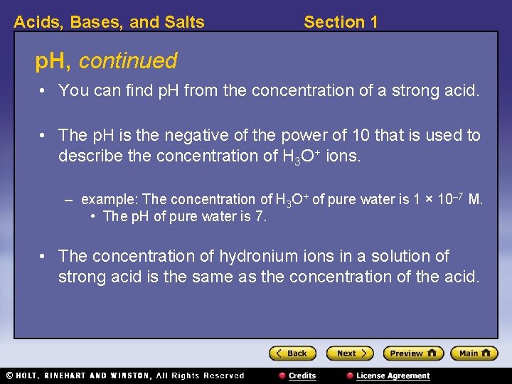 Acids, Bases, and Salts Section 1 p. H, continued • You can find p.