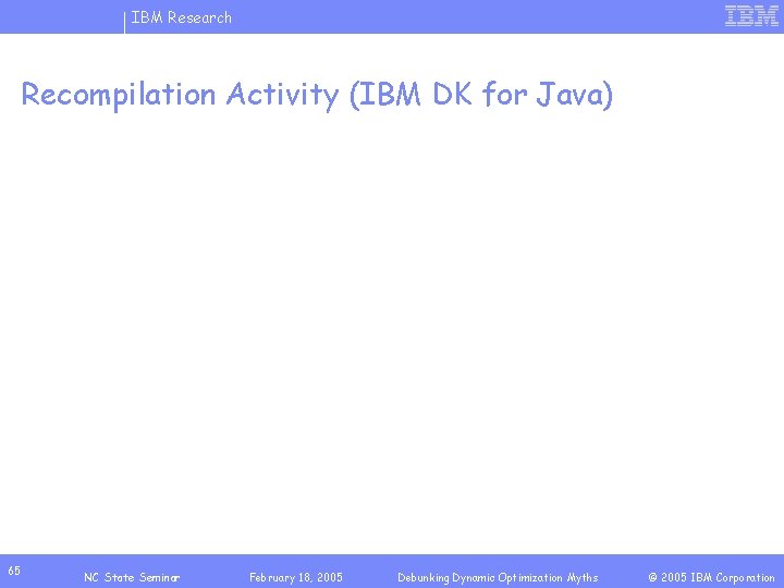 IBM Research Recompilation Activity (IBM DK for Java) 65 NC State Seminar February 18,