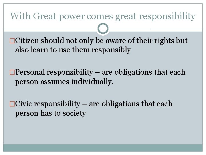With Great power comes great responsibility �Citizen should not only be aware of their