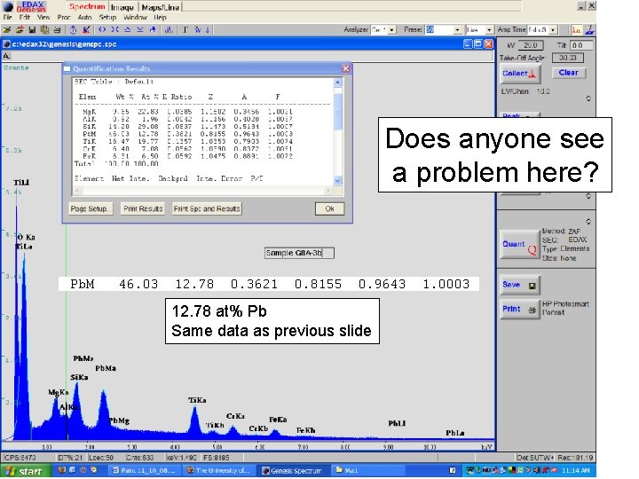 Does anyone see a problem here? 12. 78 at% Pb Same data as previous