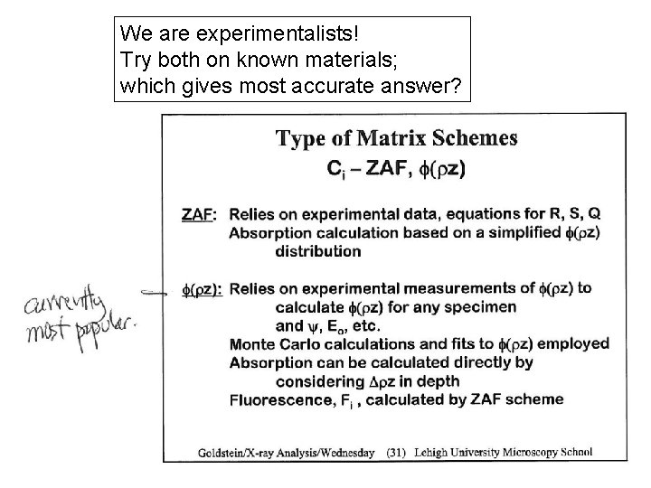 We are experimentalists! Try both on known materials; which gives most accurate answer? 