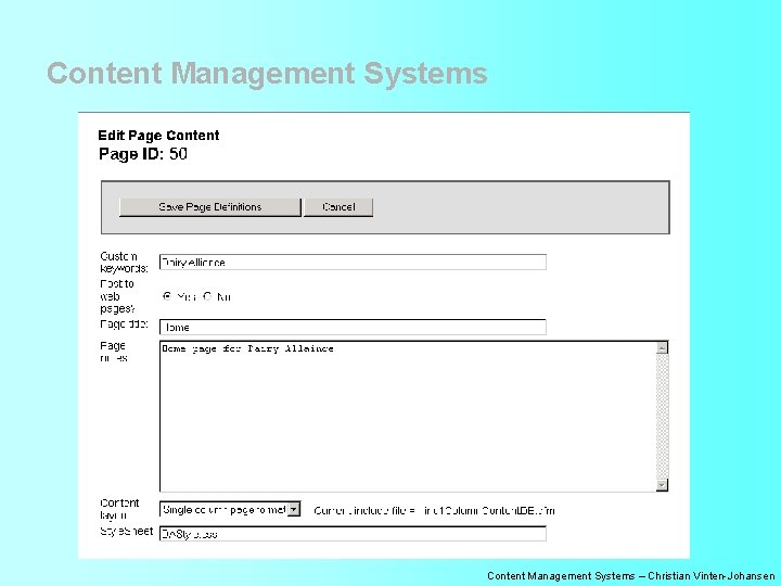 Content Management Systems – Christian Vinten-Johansen 