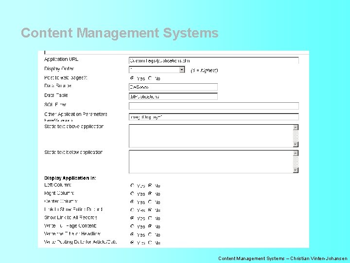 Content Management Systems – Christian Vinten-Johansen 