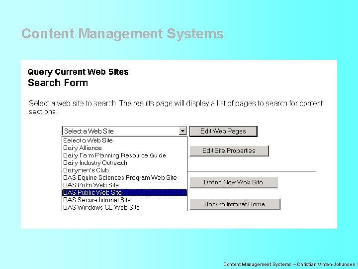 Content Management Systems – Christian Vinten-Johansen 