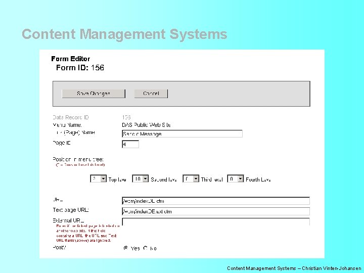 Content Management Systems – Christian Vinten-Johansen 