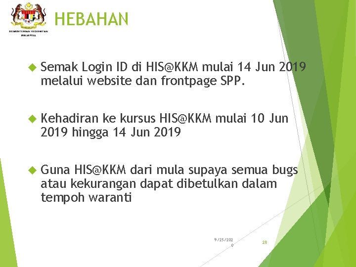 HEBAHAN Semak Login ID di HIS@KKM mulai 14 Jun 2019 melalui website dan frontpage