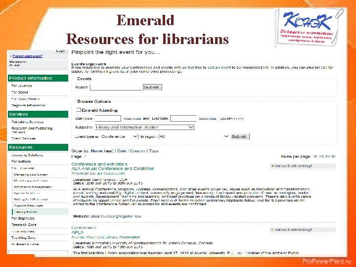 Emerald Resources for librarians 