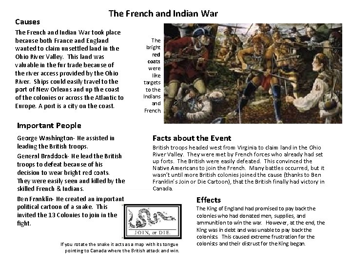 The French and Indian War Causes The French and Indian War took place because