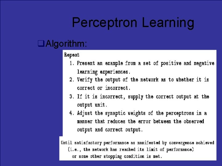 Perceptron Learning Algorithm: 