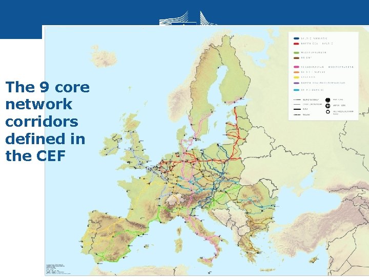The 9 core network corridors defined in the CEF Transport 