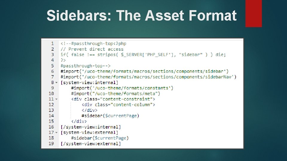 Sidebars: The Asset Format 