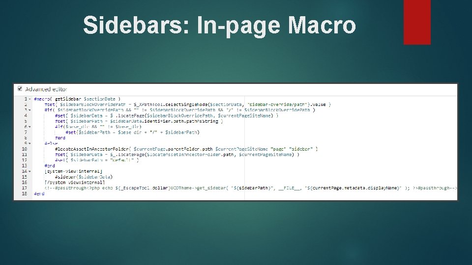 Sidebars: In-page Macro 